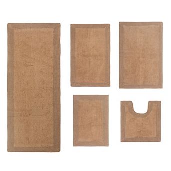 Home Weavers Luxury Collection 100% Cotton Reversible Bathroom Rugs - 5 pc Set