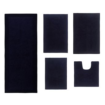 Home Weavers Luxury Collection 100% Cotton Reversible Bathroom Rugs - 5 pc Set