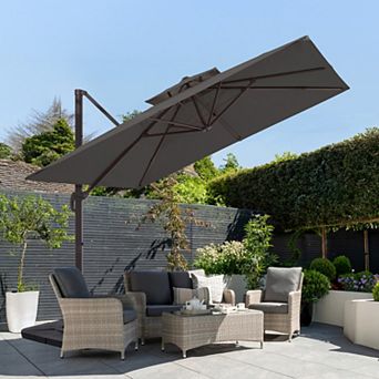 11x11ft Rectangular Patio Cantilever Umbrella with,UV-Resistant with Base