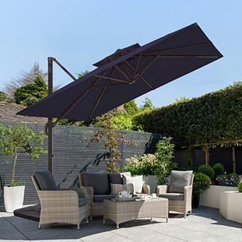 11x11ft Rectangular Patio Cantilever Umbrella with,UV-Resistant with Base