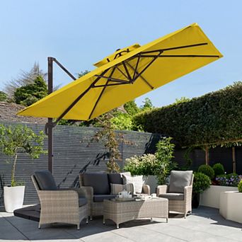 11x11ft Rectangular Patio Cantilever Umbrella with,UV-Resistant with Base