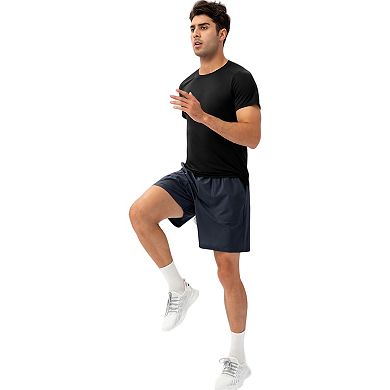 Mens Lightweight Quick-Dry Shorts with Elastic Drawstring Waist and Side Pockets