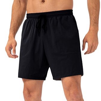 Mens Lightweight Quick-Dry Shorts with Elastic Drawstring Waist and Side Pockets