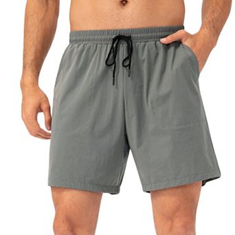 Mens Lightweight Quick-Dry Shorts with Elastic Drawstring Waist and Side Pockets