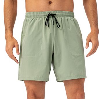 Mens Lightweight Quick-Dry Shorts with Elastic Drawstring Waist and Side Pockets