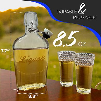 Nevlers 8.5 oz Swing Top Glass Flask Set (Pack of 8)