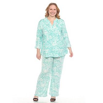 Plus Size 2 pc Floral Print Tunic and Pant Set