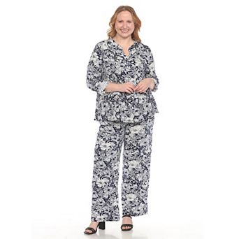 Plus Size 2 pc Floral Print Tunic and Pant Set