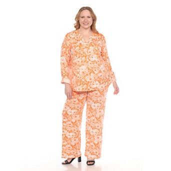 Plus Size 2 pc Floral Print Tunic and Pant Set