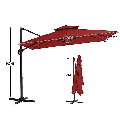 Serwall 10x10ft Rectangular Patio Cantilever Umbrella with UV-Resistant sold with base