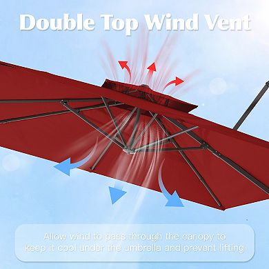 Serwall 10x10ft Rectangular Patio Cantilever Umbrella with UV-Resistant sold with base