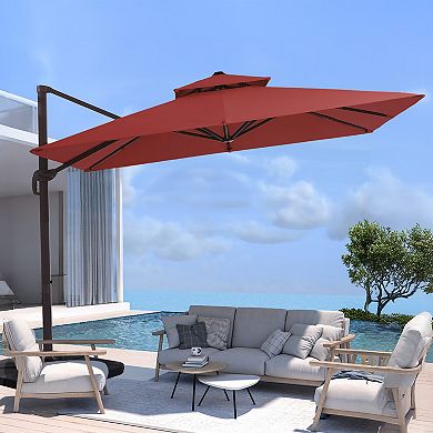 Serwall 10x10ft Rectangular Patio Cantilever Umbrella with UV-Resistant sold with base