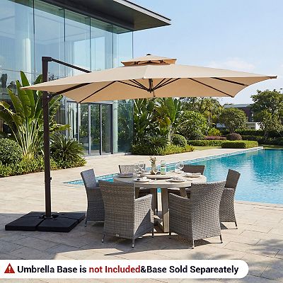 11 ft rectangular patio umbrella green 11x11ft Green Rectangular Patio Cantilever Umbrella with UV-Resistant(Base  not Included)