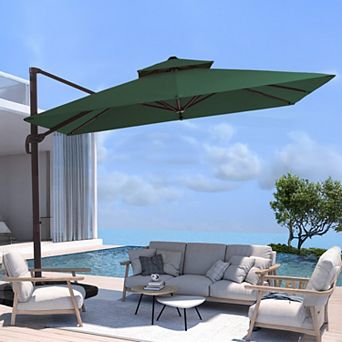 11x11ft Rectangular Patio Cantilever Umbrella with UV-Resistant(Base not Included)