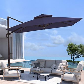 11x11ft Rectangular Patio Cantilever Umbrella with UV-Resistant(Base not Included)