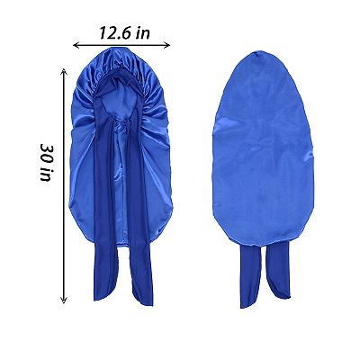 Women's Satin Long Bonnet Cap with Stretch Turban Band for Hair Protection and Moisture Retention