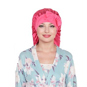 Women's Satin Long Bonnet Cap with Stretch Turban Band for Hair Protection and Moisture Retention