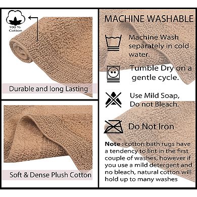 Home Weavers Luxury Collection 100% Cotton Reversible Bathroom Rugs - 17"x24"