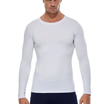 Mens Long Sleeve Compression Shirt with Crew Neck and Stretch Performance Fit
