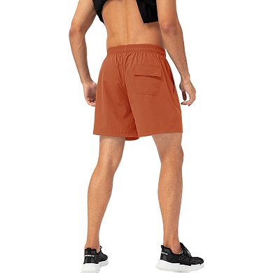 Mens Drawstring Waist Quick-Dry Shorts with Elastic Band and Side Pockets
