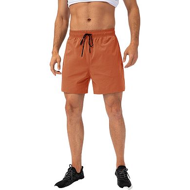 Mens Drawstring Waist Quick-Dry Shorts with Elastic Band and Side Pockets