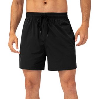 Mens Drawstring Waist Quick-Dry Shorts with Elastic Band and Side Pockets