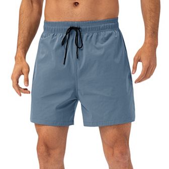 Mens Drawstring Waist Quick-Dry Shorts with Elastic Band and Side Pockets