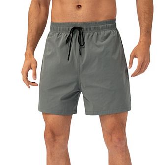 Mens Drawstring Waist Quick-Dry Shorts with Elastic Band and Side Pockets