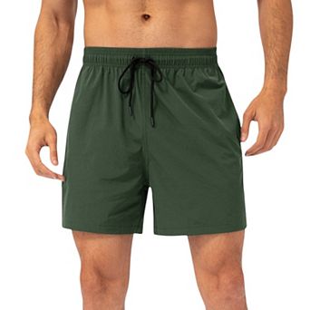 Mens Drawstring Waist Quick-Dry Shorts with Elastic Band and Side Pockets