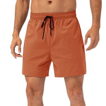 Mens Drawstring Waist Quick-Dry Shorts with Elastic Band and Side Pockets