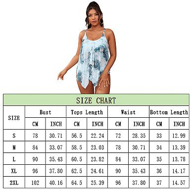 Women Plus Size Tie Dye Tankini Swimwear Two Piece Bathing Suit Flowy Tummy Control Swimsuits