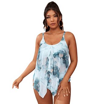 Women Plus Size Tie Dye Tankini Swimwear Two Piece Bathing Suit Flowy Tummy Control Swimsuits