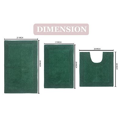 Home Weavers Luxury Collection 100% Cotton Reversible Bathroom Rugs - 3 PC Set