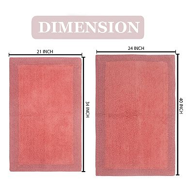 Home Weavers Luxury Collection 100% Cotton Reversible Bathroom Rugs - Set of 2