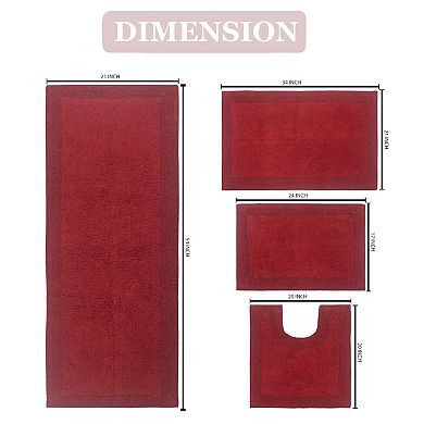 Home Weavers Luxury Collection 100% Cotton Reversible Bathroom Rugs - 4 PC Set