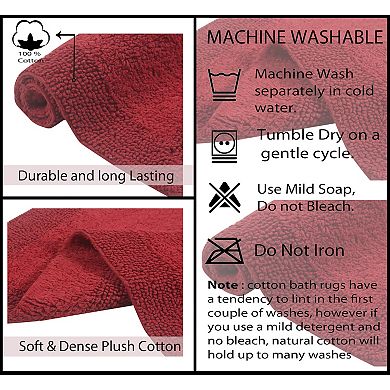 Home Weavers Luxury Collection 100% Cotton Reversible Bathroom Rugs - 4 PC Set