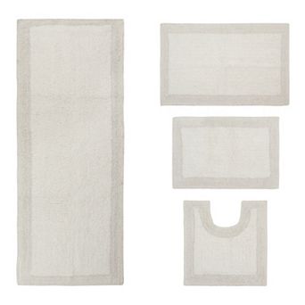Home Weavers Luxury Collection 100% Cotton Reversible Bathroom Rugs - 4 pc Set
