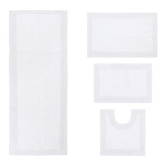Home Weavers Luxury Collection 100% Cotton Reversible Bathroom Rugs - 4 pc Set