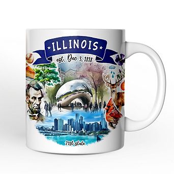 Artistic Illinois State Themes and Landmarks Mug