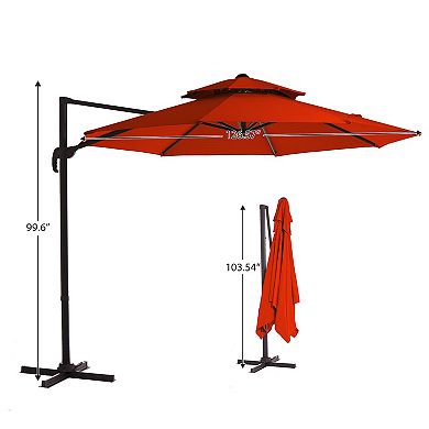 11ft Patio Cantilever Umbrella with UV-Resistant(Base not Included)