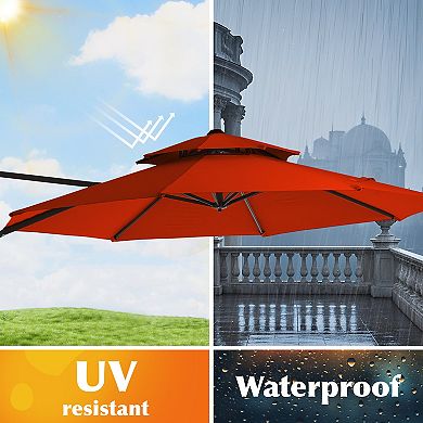11ft Patio Cantilever Umbrella with UV-Resistant(Base not Included)