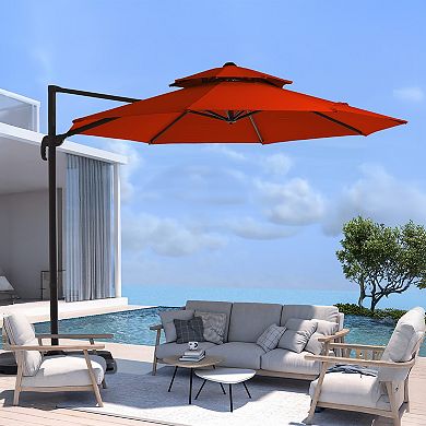 11ft Patio Cantilever Umbrella with UV-Resistant(Base not Included)