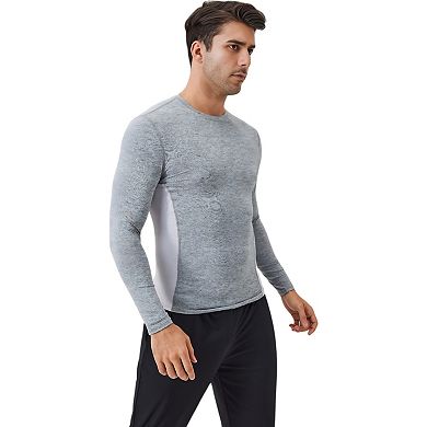 Mens Long Sleeve Performance Shirt with Seamless Stretch Fabric and Crew Neck Design