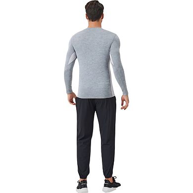 Mens Long Sleeve Performance Shirt with Seamless Stretch Fabric and Crew Neck Design