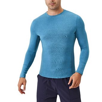 Mens Long Sleeve Performance Shirt with Seamless Stretch Fabric and Crew Neck Design