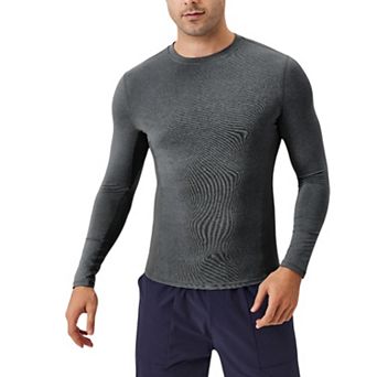 Mens Long Sleeve Performance Shirt with Seamless Stretch Fabric and Crew Neck Design