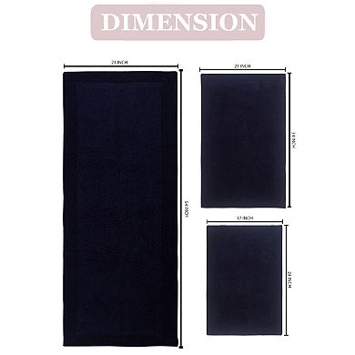 Home Weavers Luxury Collection 100% Cotton Reversible Bathroom Rugs - Set of 3