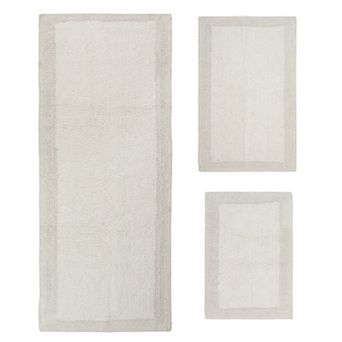 Home Weavers Luxury Collection 100% Cotton Reversible Bathroom Rugs - Set of 3