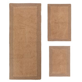 Home Weavers Luxury Collection 100% Cotton Reversible Bathroom Rugs - Set of 3