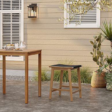 LuxenHome Outdoor Acacia Wood Counter Height Stools, Set of 2
